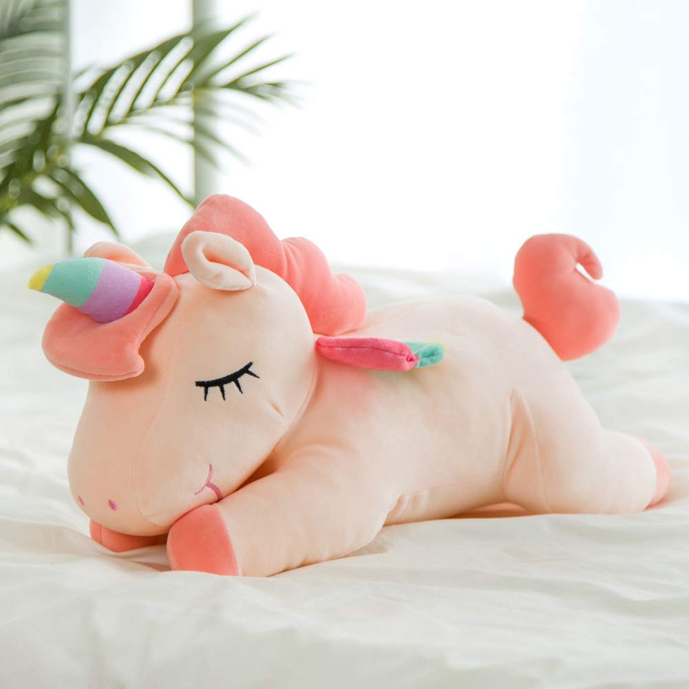Hitoshe Unicorn Plush Pillow – Soft Pink Unicorn Stuffed Animal Hugging Toy, 23.6 in