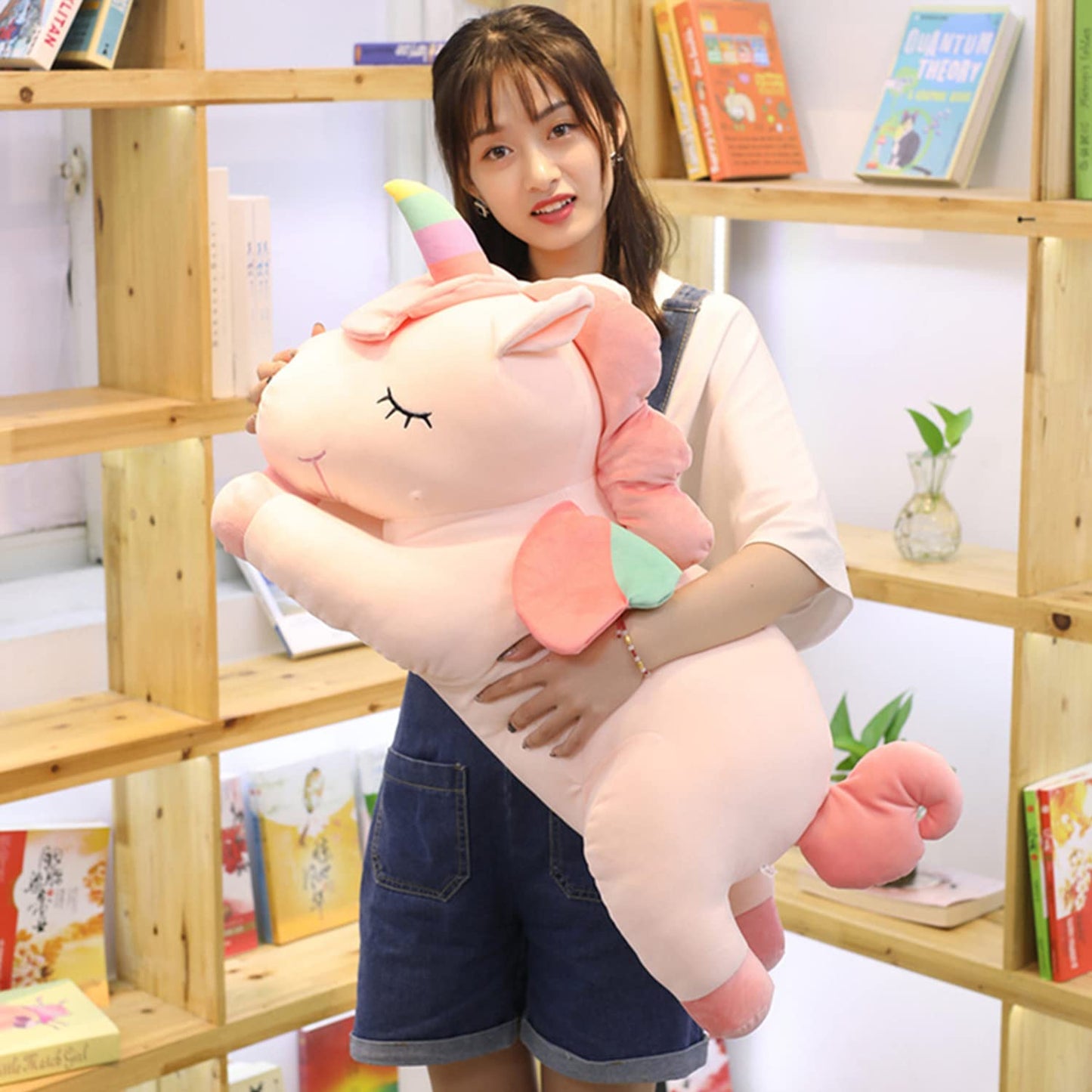 Hitoshe Unicorn Plush Pillow – Soft Pink Unicorn Stuffed Animal Hugging Toy, 23.6 in
