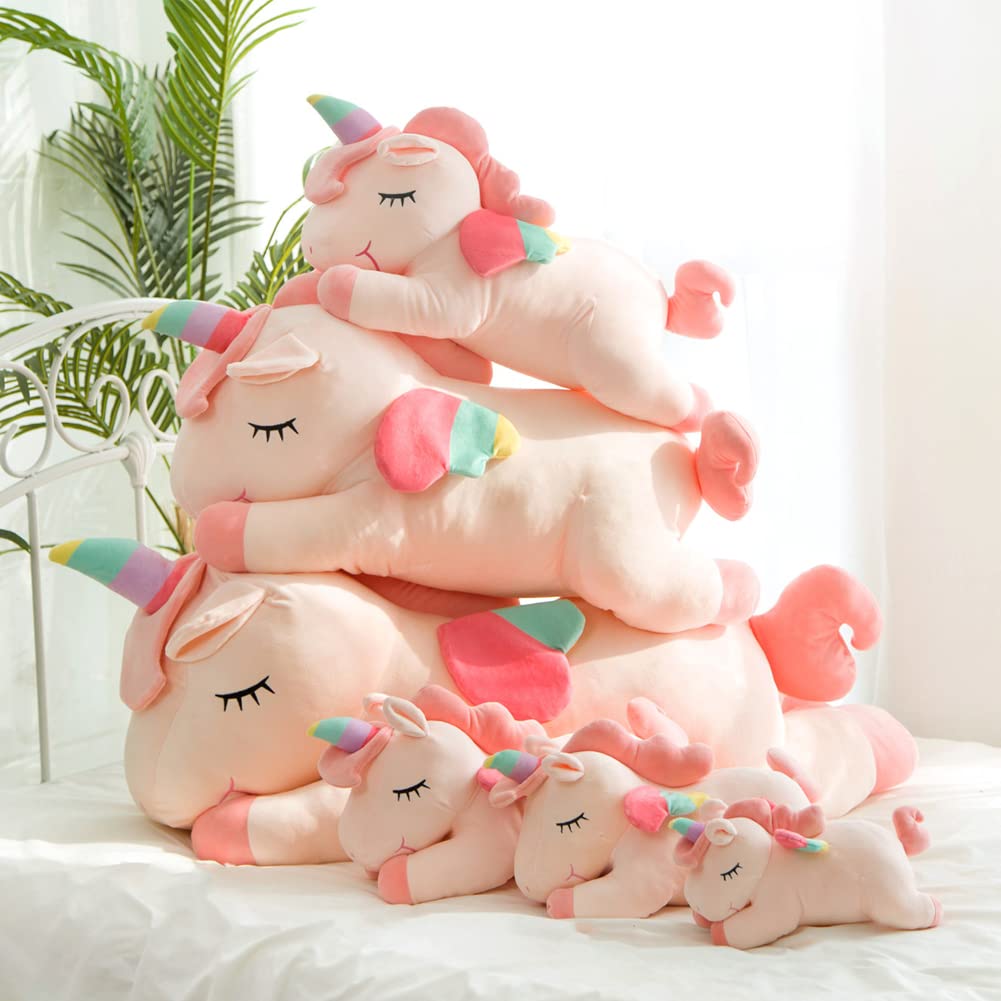 Hitoshe Unicorn Plush Pillow – Soft Pink Unicorn Stuffed Animal Hugging Toy, 23.6 in