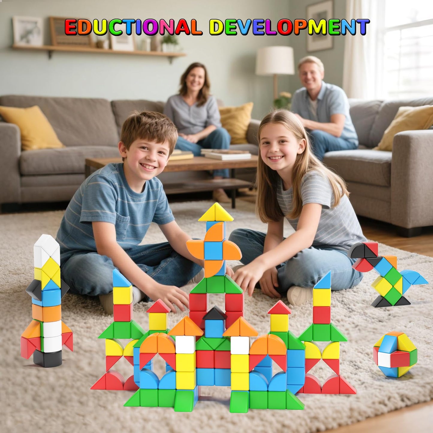 Hiwawind 84-Piece Magnetic Blocks Set for Toddlers 3-5 – STEM, Sensory & Montessori Toys