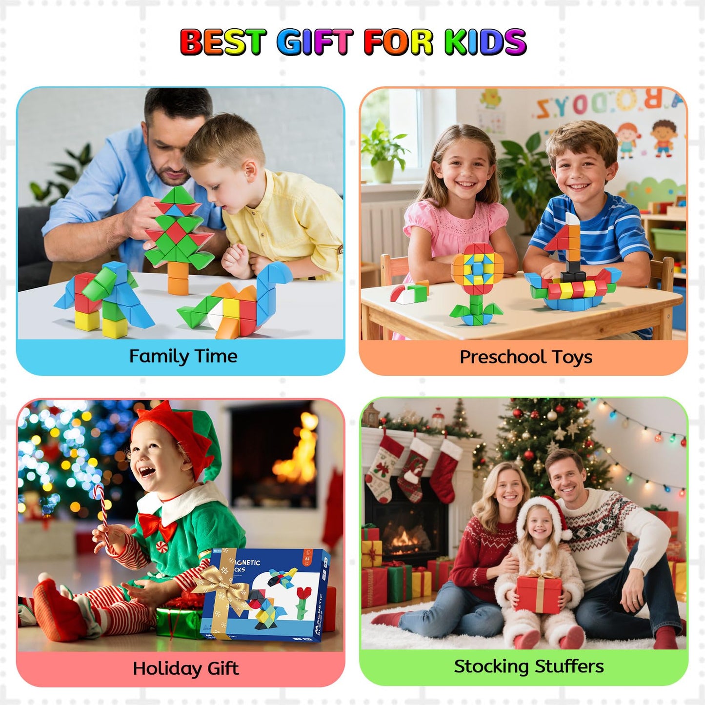 Hiwawind 84-Piece Magnetic Blocks Set for Toddlers 3-5 – STEM, Sensory & Montessori Toys