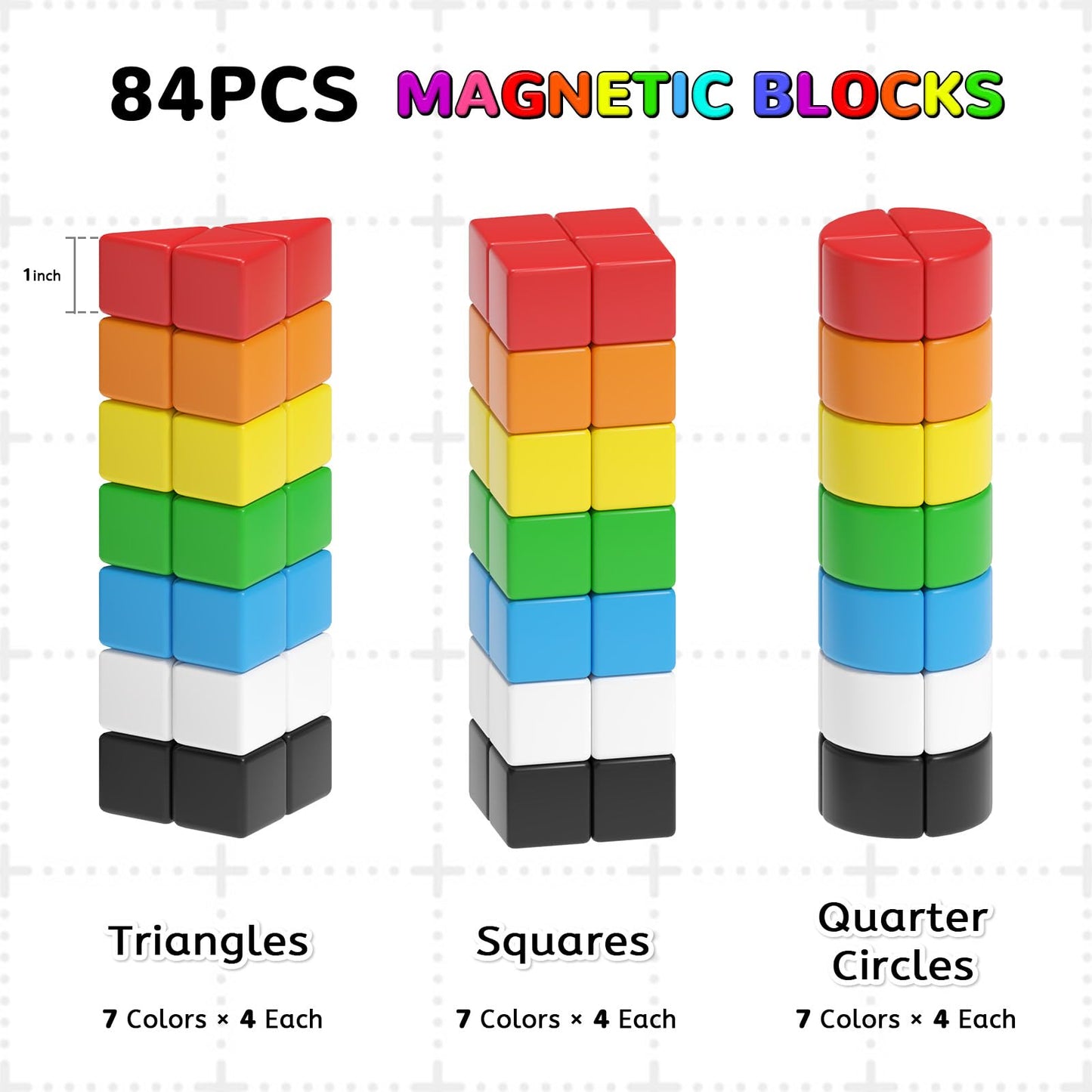 Hiwawind 84-Piece Magnetic Blocks Set for Toddlers 3-5 – STEM, Sensory & Montessori Toys