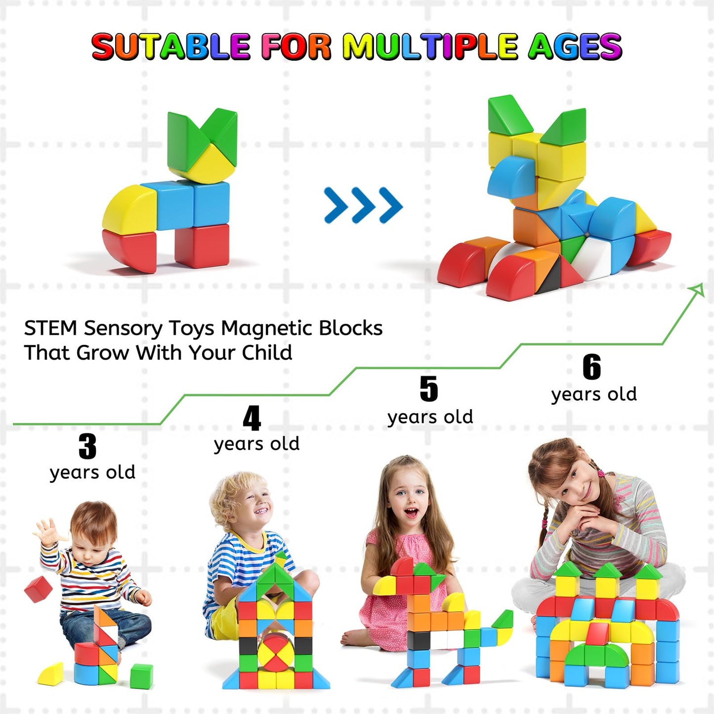 Hiwawind 84-Piece Magnetic Blocks Set for Toddlers 3-5 – STEM, Sensory & Montessori Toys