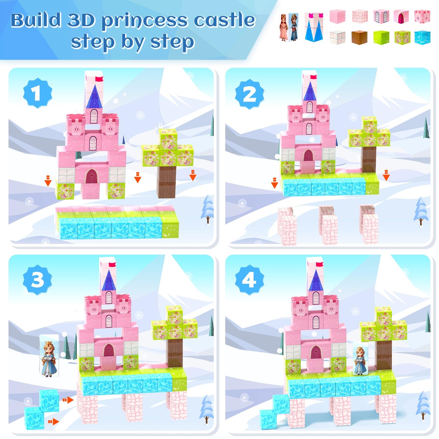 Hiwawind Updated Magnetic Blocks - Princess Castle | STEM Montessori Toy 3-8