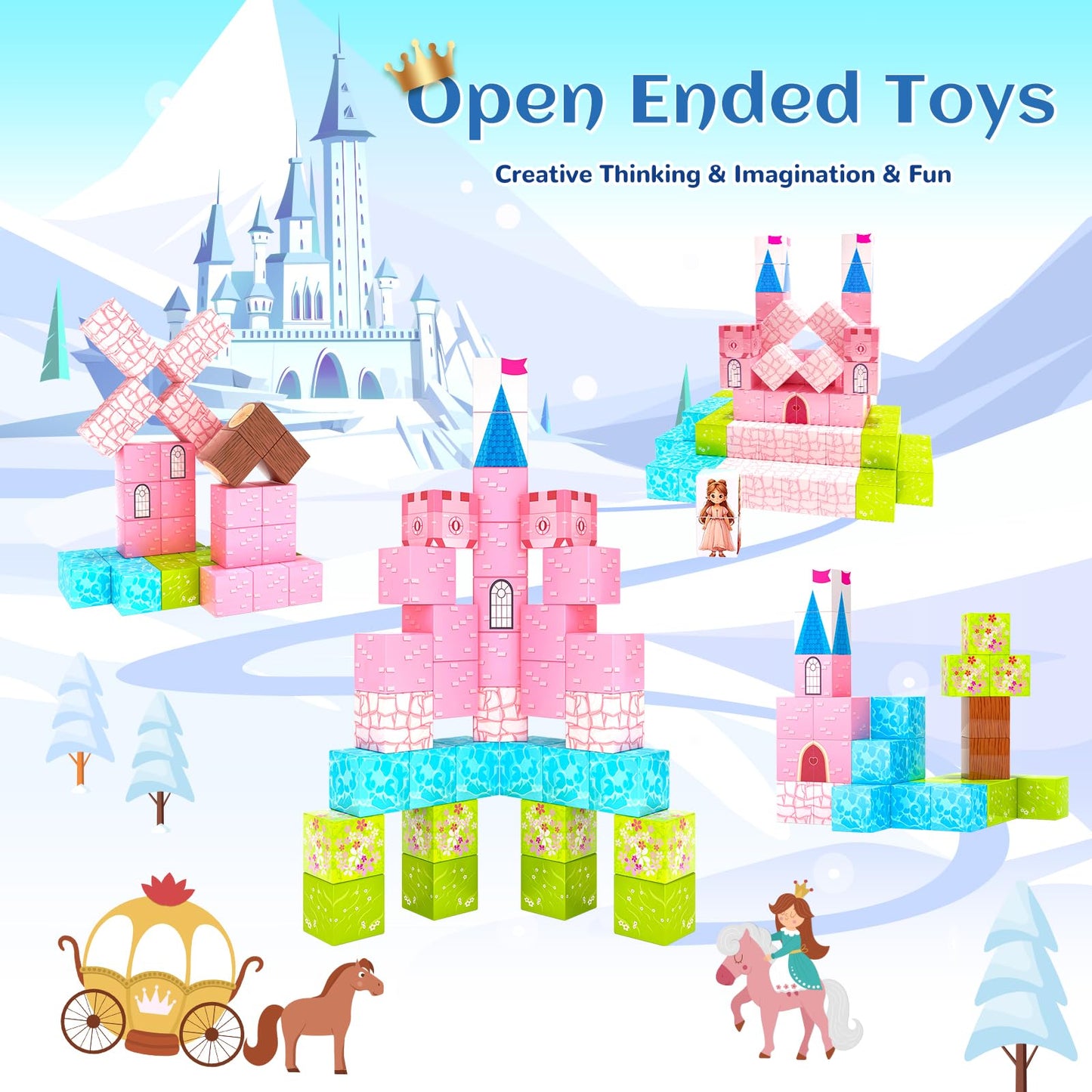 Hiwawind Updated Magnetic Blocks - Princess Castle | STEM Montessori Toy 3-8