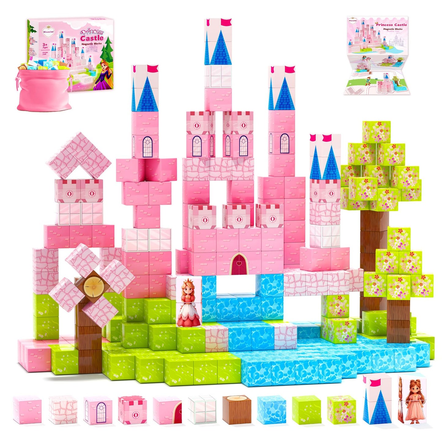 Hiwawind Magnetic Blocks Princess Castle – Open-Ended Building Toys for Girls & Boys (Ages 3-8) | Easter Gifts