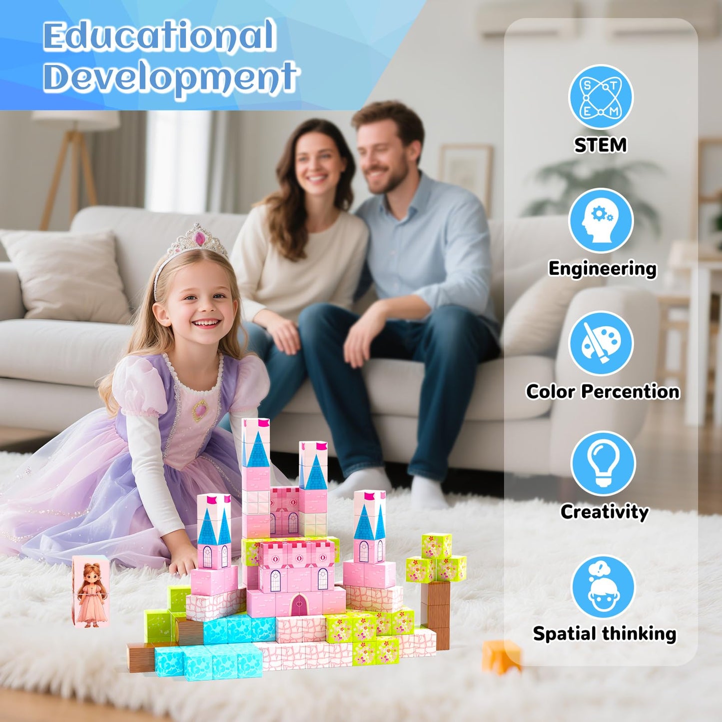 Hiwawind Updated Magnetic Blocks - Princess Castle | STEM Montessori Toy 3-8