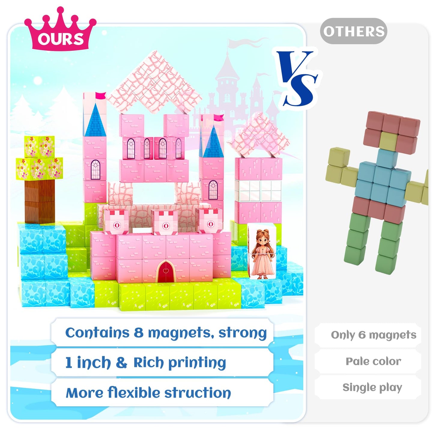 Hiwawind Updated Magnetic Blocks - Princess Castle | STEM Montessori Toy 3-8