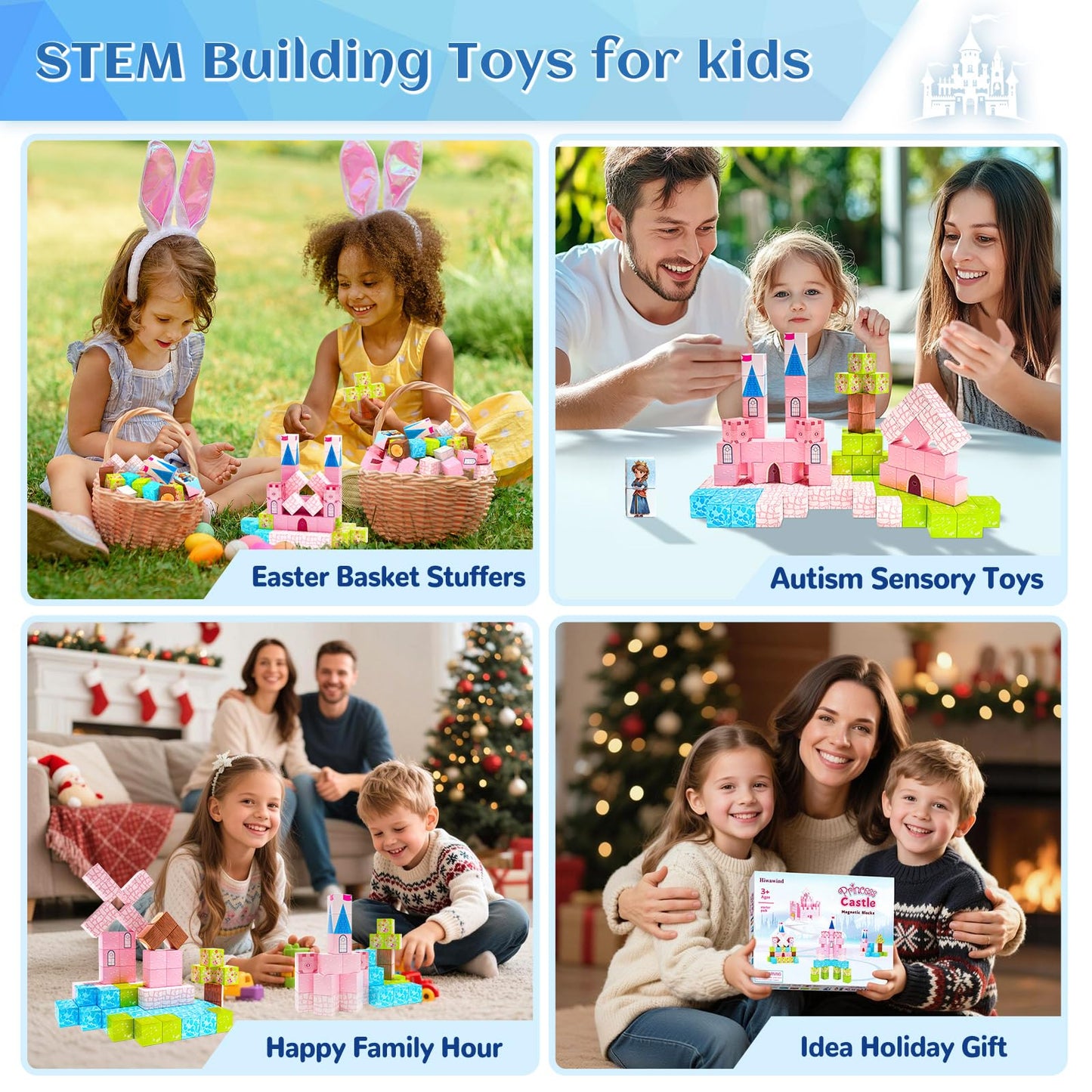 Hiwawind Updated Magnetic Blocks - Princess Castle | STEM Montessori Toy 3-8