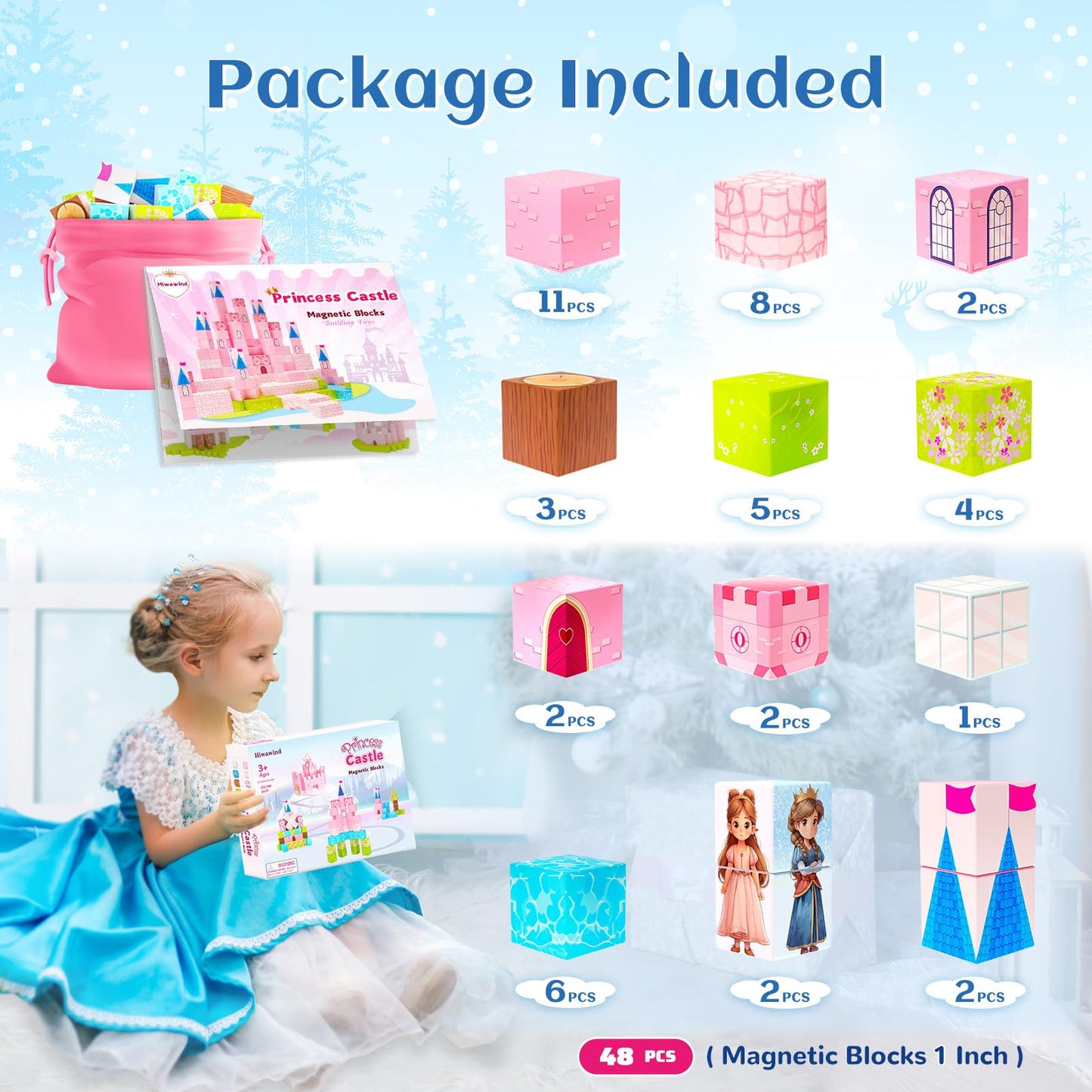 Hiwawind Updated Magnetic Blocks - Princess Castle | STEM Montessori Toy 3-8