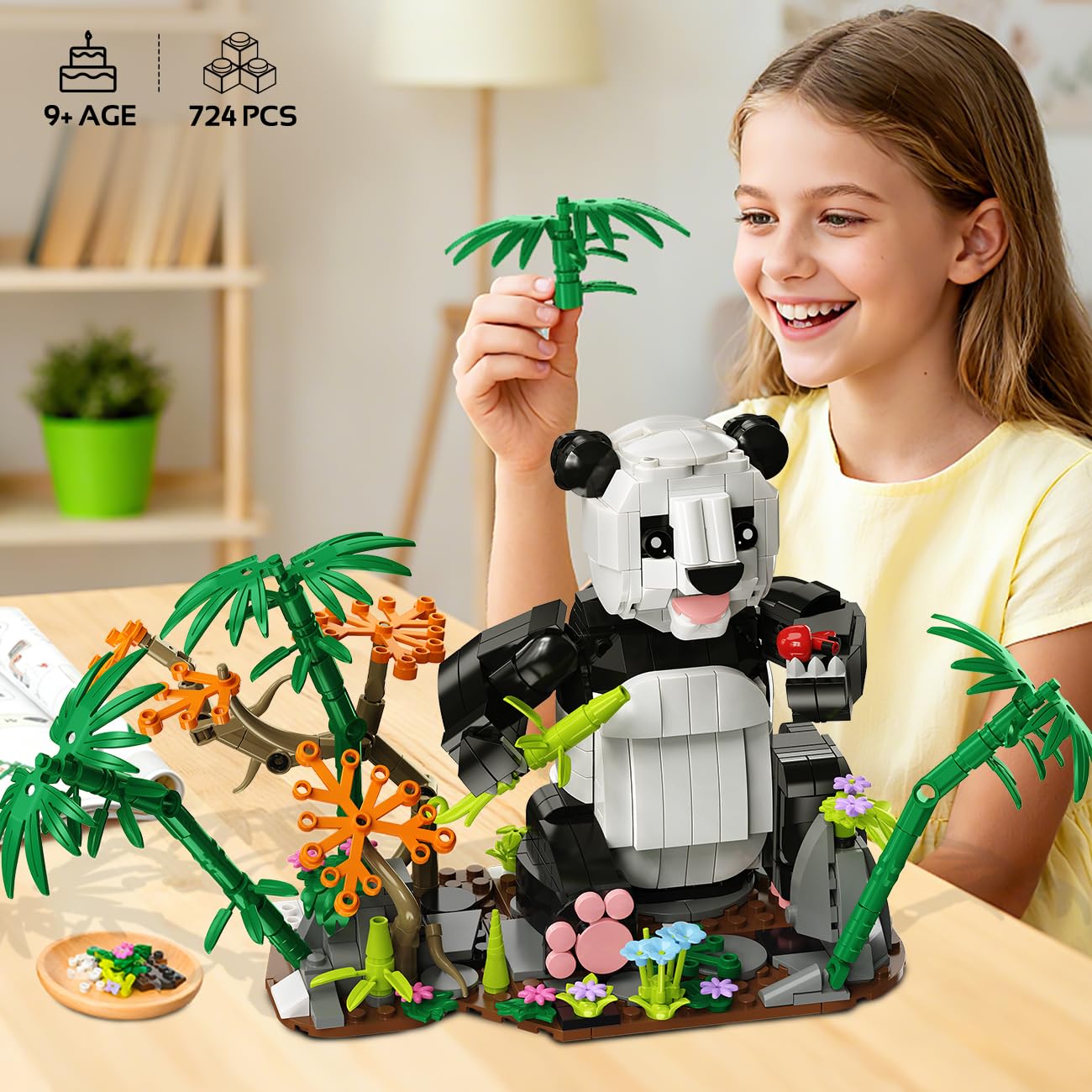 HiWEEGO 3-in-1 Wild Animals Panda Building Set – 724 PCS, Panda, Cat & Zebra | Kids 9–12+