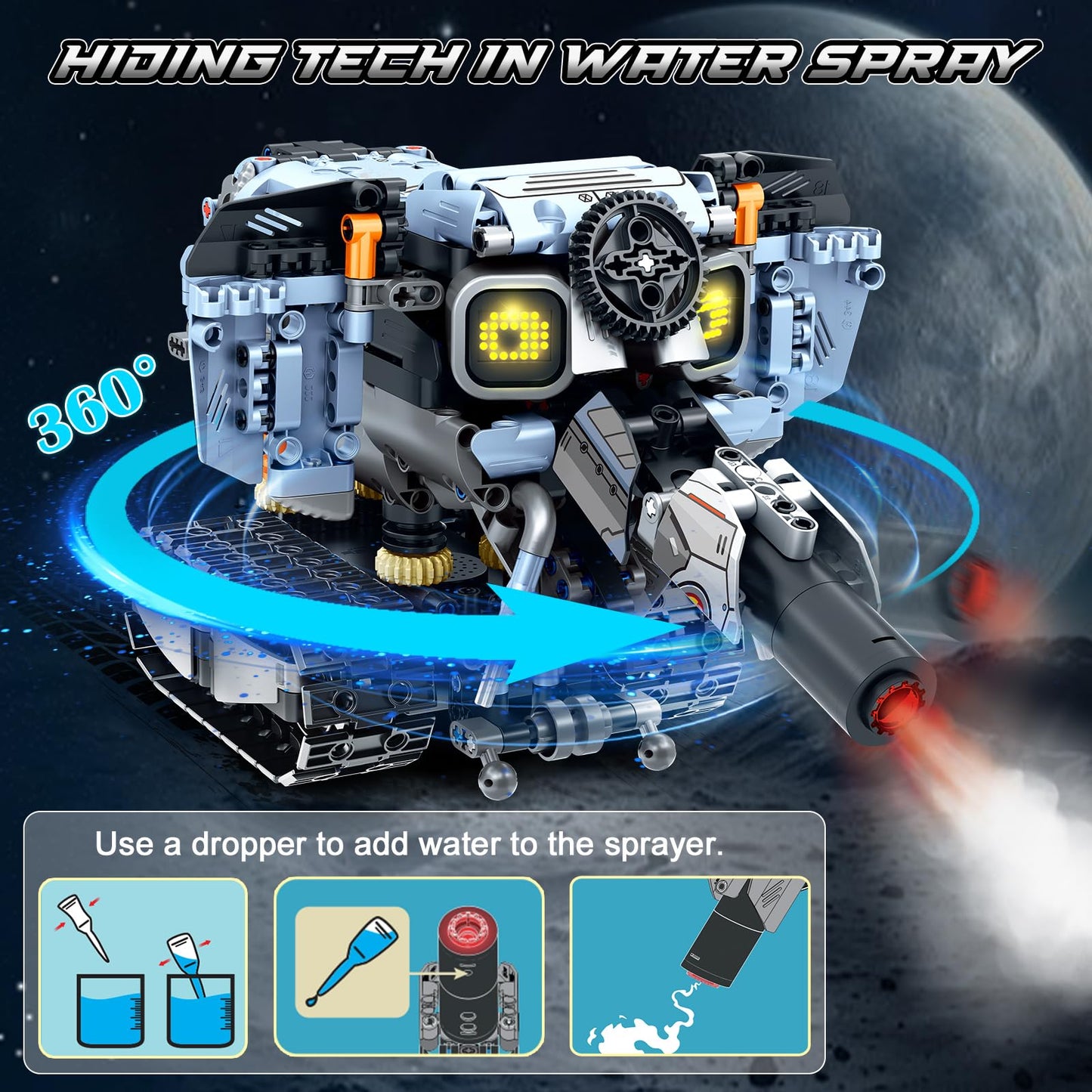 HiWEEGO Changeable LED Eyes Robot Building Set — 5-in-1 Remote & App-Controlled Toy for Kids 12+