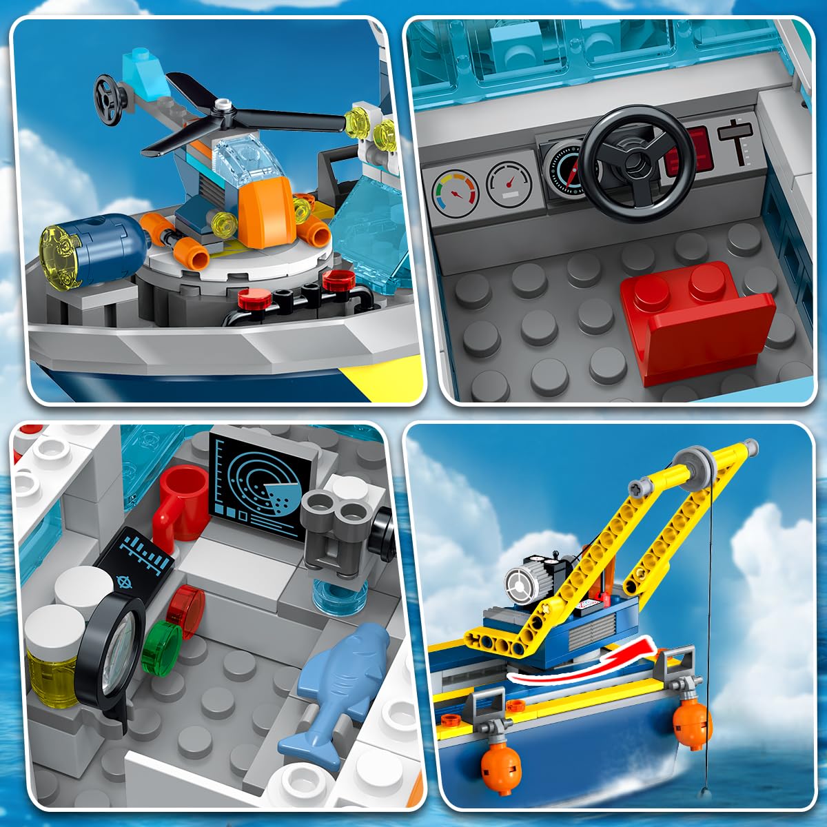 HiWEEGO City Floatable Boat with LED Light – Arctic Explorer Ship Building Kit (542 Pcs)