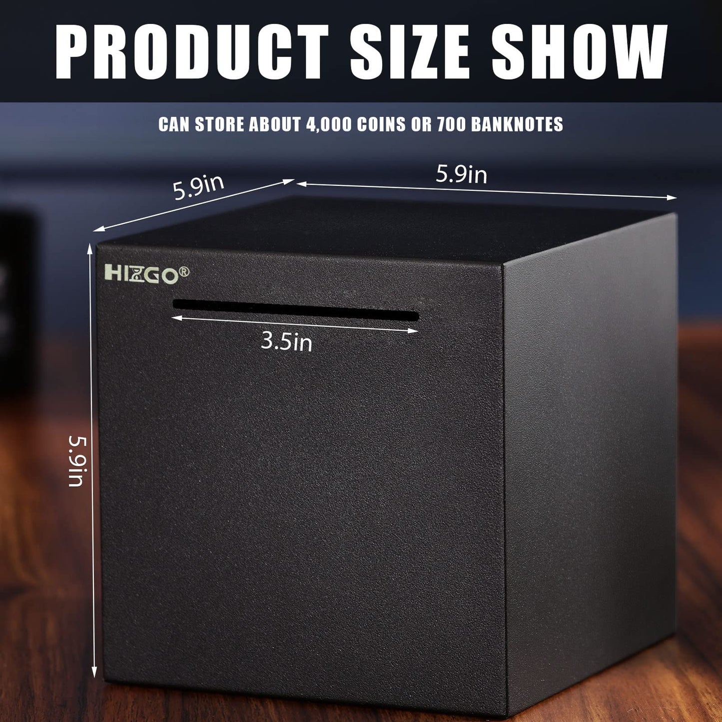 hizgo Adult Piggy Bank – Unopenable Stainless Steel Money Box (5.9 inch)