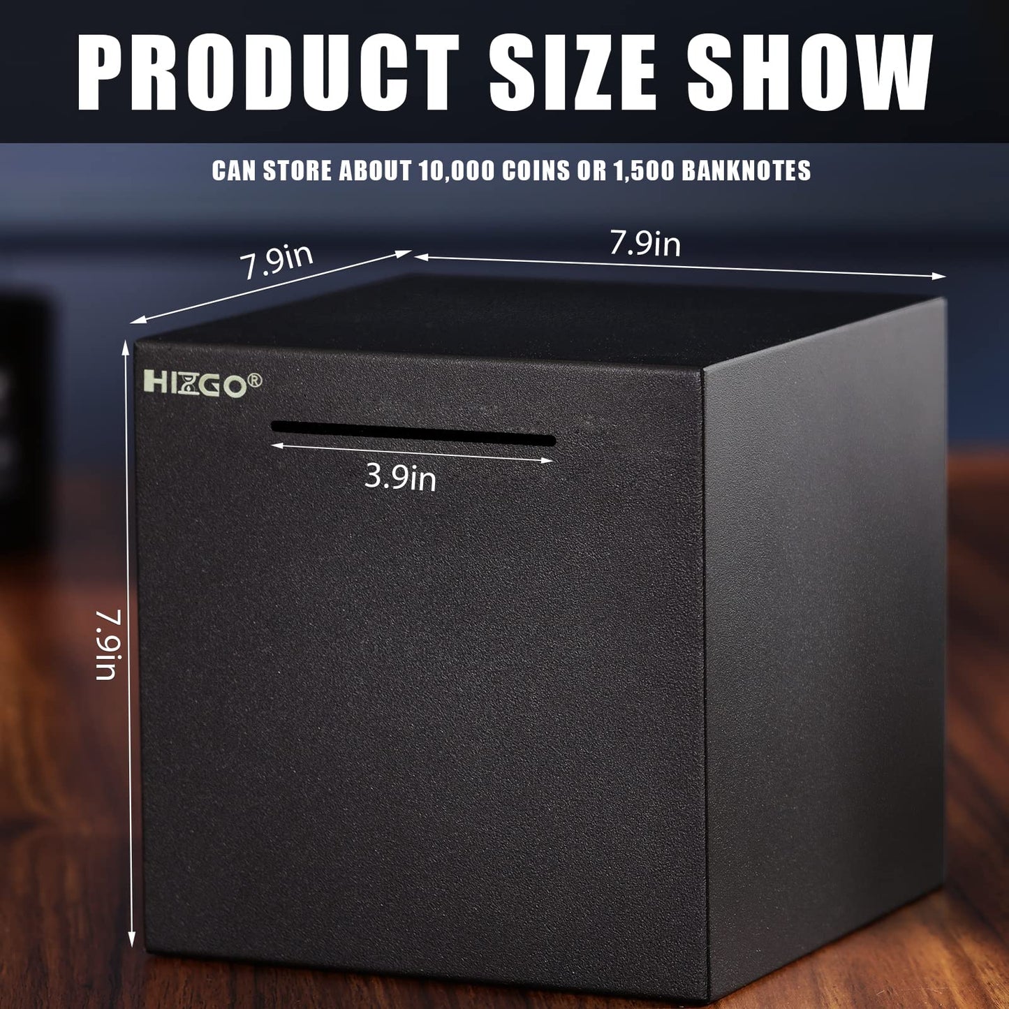 hizgo Adult Piggy Bank – Stainless Steel Money Box, Must Break to Open (7.9 in)