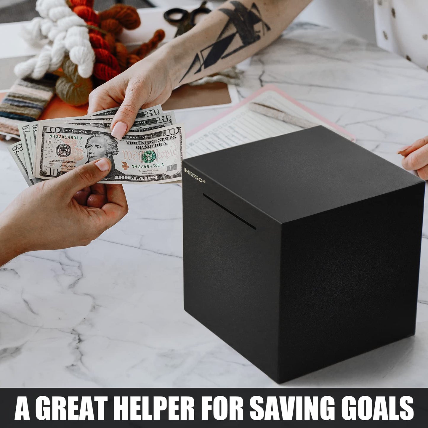 hizgo Adult Piggy Bank – Stainless Steel Money Box, Must Break to Open (7.9 in)