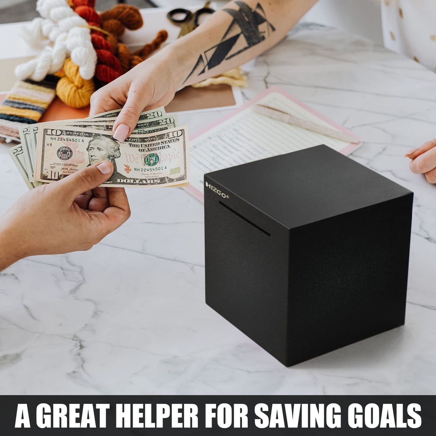 hizgo Adult Piggy Bank – Unopenable Stainless Steel Money Box (5.9 inch)