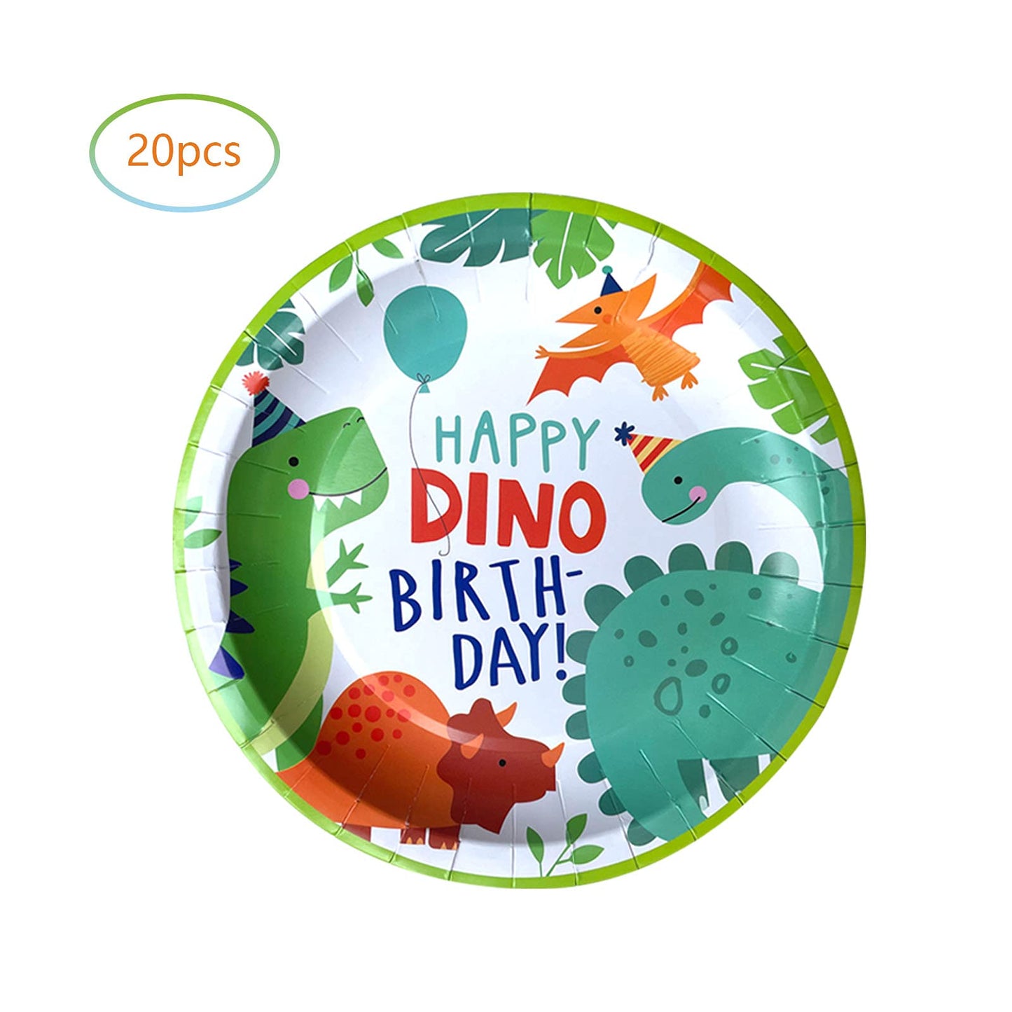 HJFZLY Watercolor Dinosaur Birthday Party Supplies – 20 Plates & 20 Napkins for Dinosaur Theme Parties