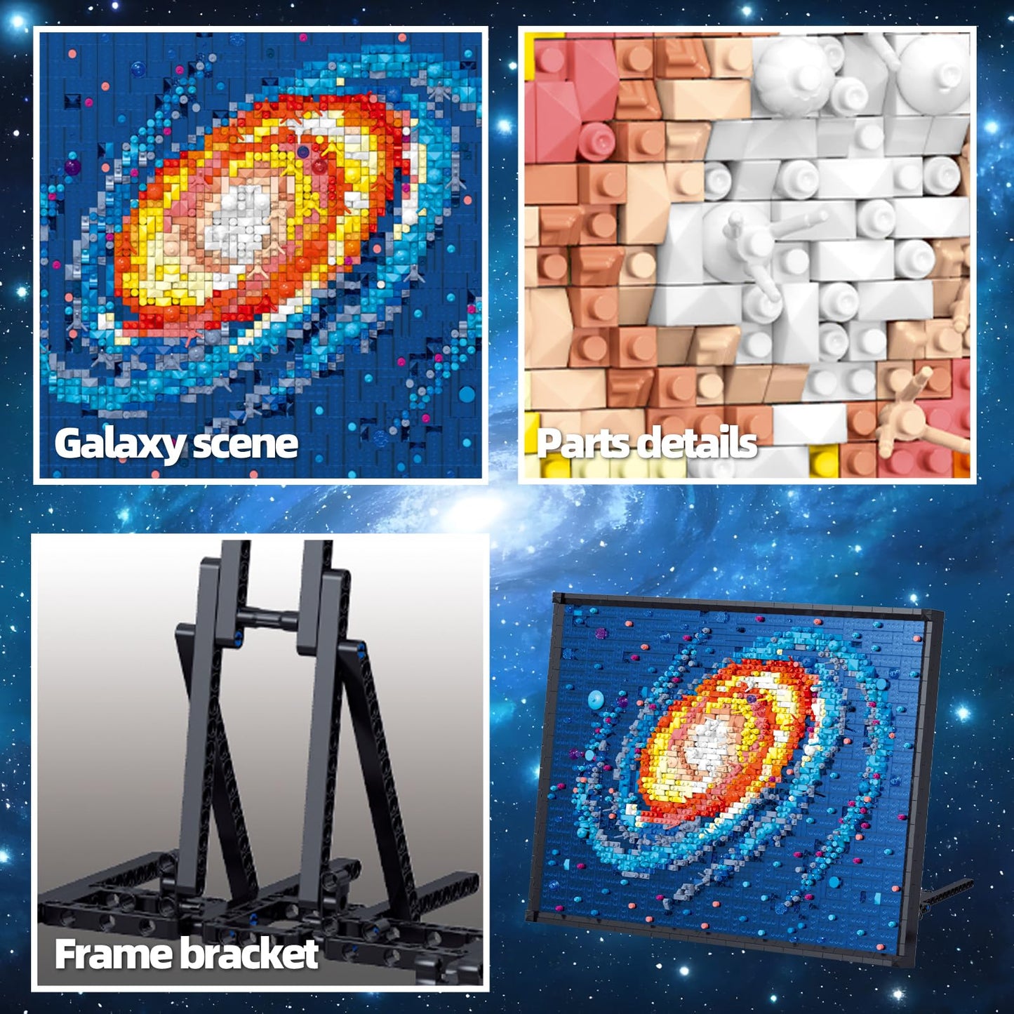 HJPLPXH Milky Way Galaxy Mini Building Block Art – 2,438-Piece Nebula Pixel Table Painting