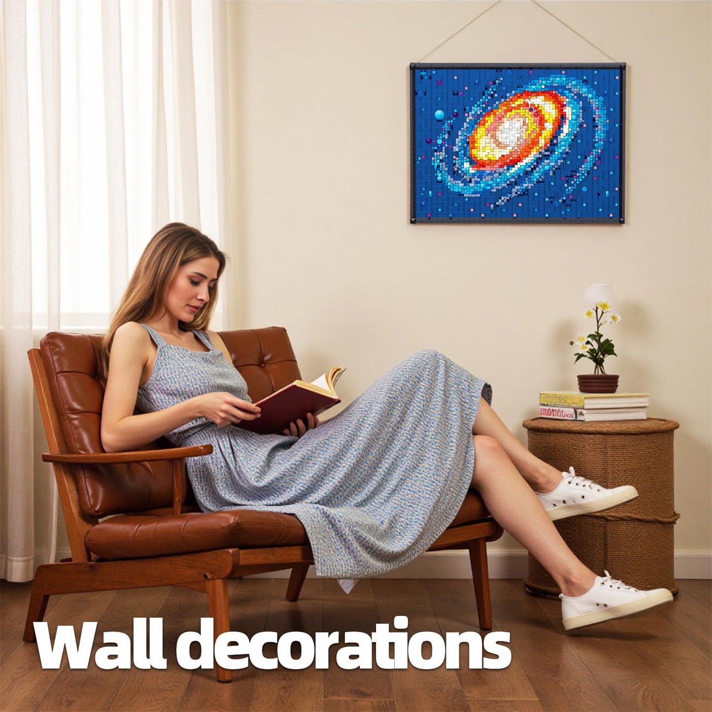 HJPLPXH Milky Way Galaxy Mini Building Block Art – 2,438-Piece Nebula Pixel Table Painting