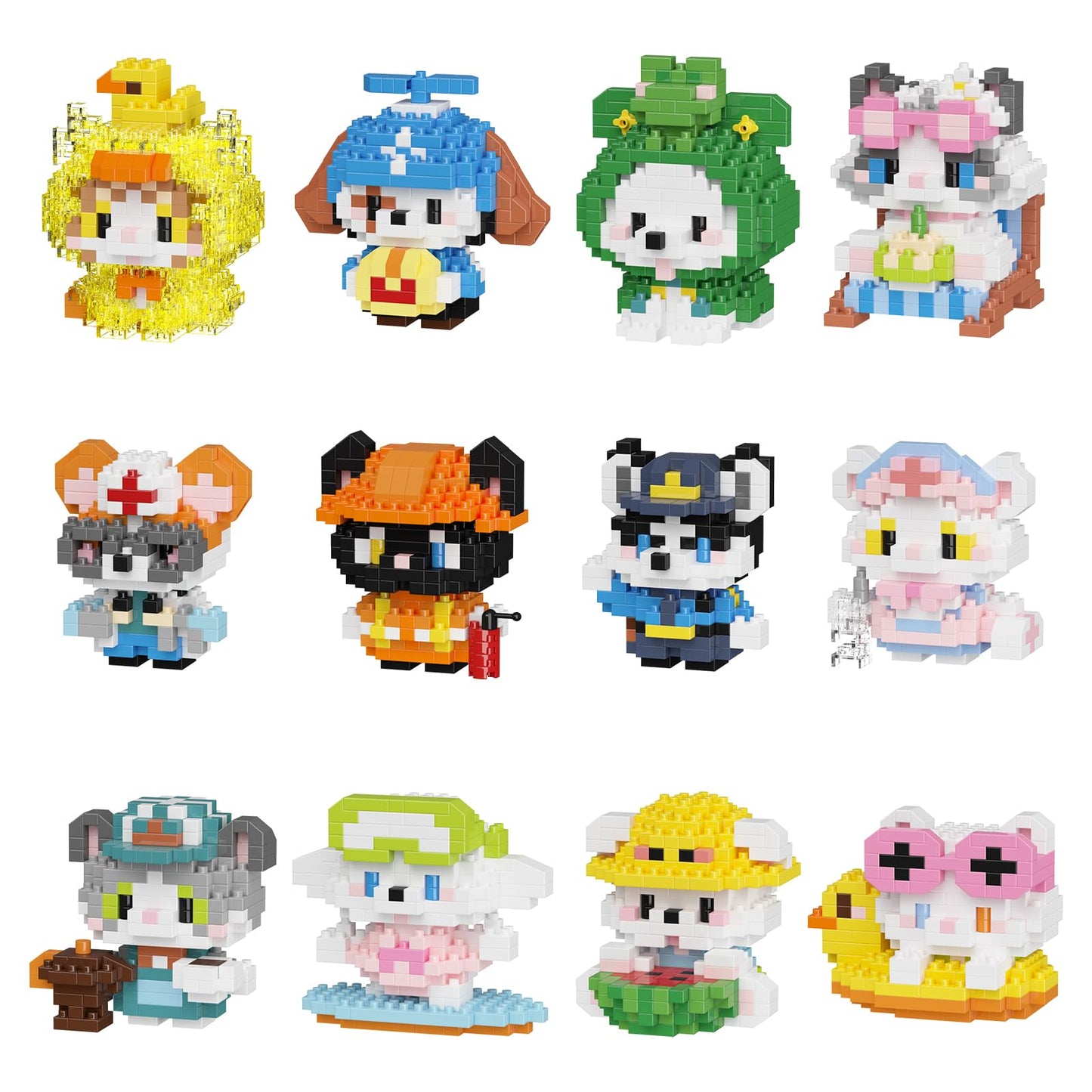 HJPLPXH Cat and Dog Micro Mini Building Block Sets – 12 Model Kits for Kids