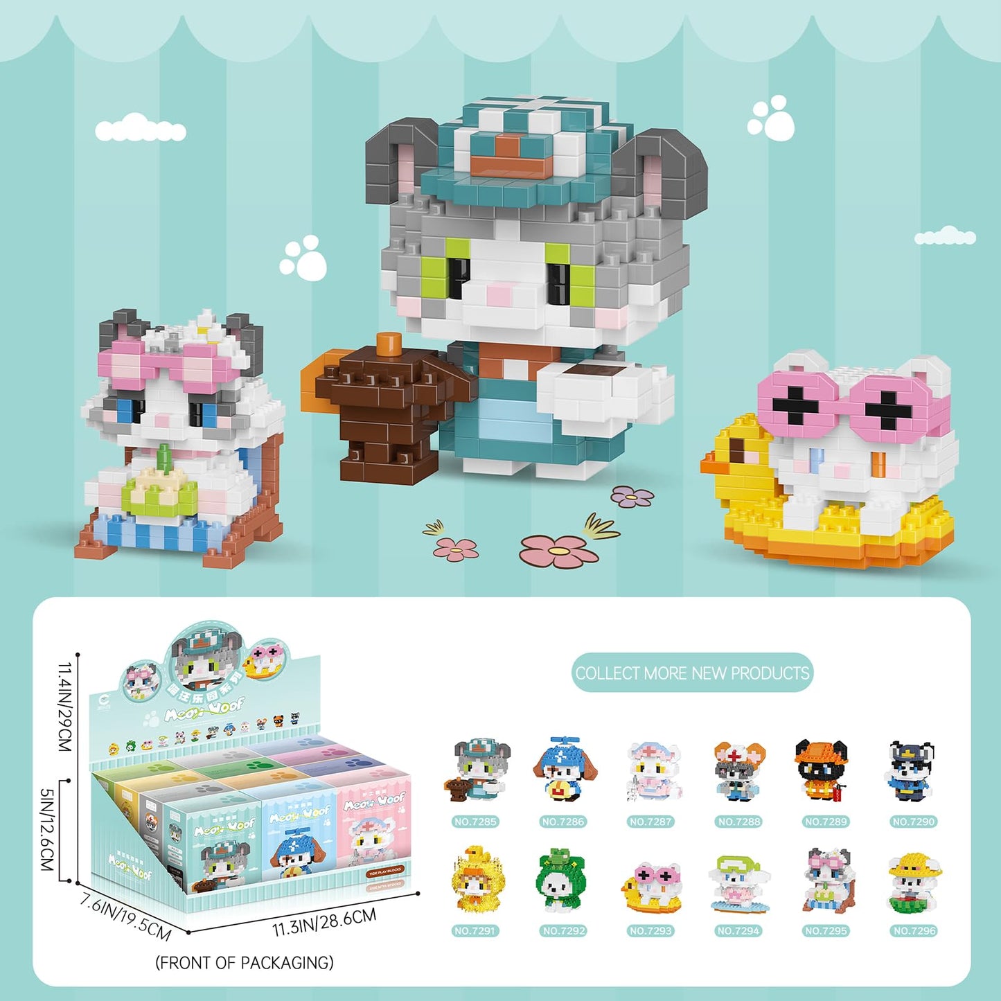 HJPLPXH Cat and Dog Micro Mini Building Block Sets – 12 Model Kits for Kids