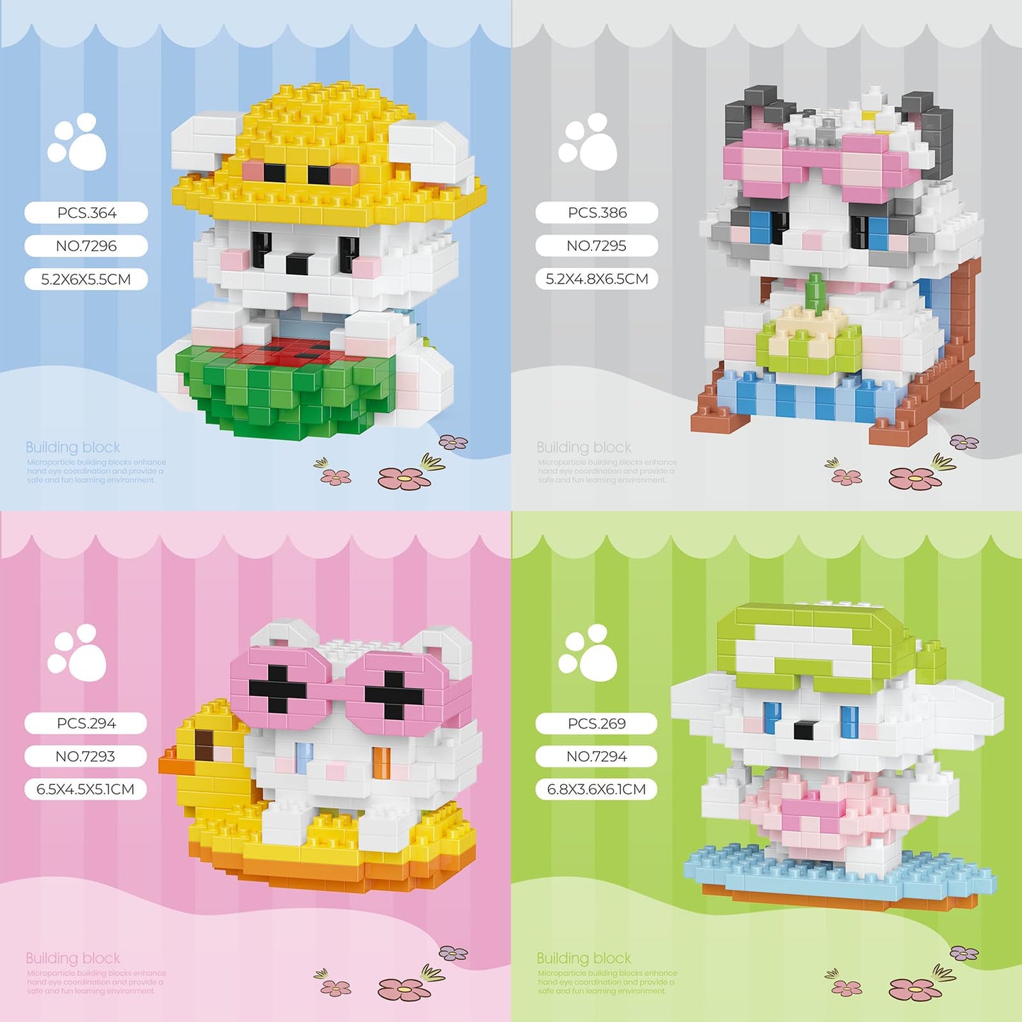 HJPLPXH Cat and Dog Micro Mini Building Block Sets – 12 Model Kits for Kids
