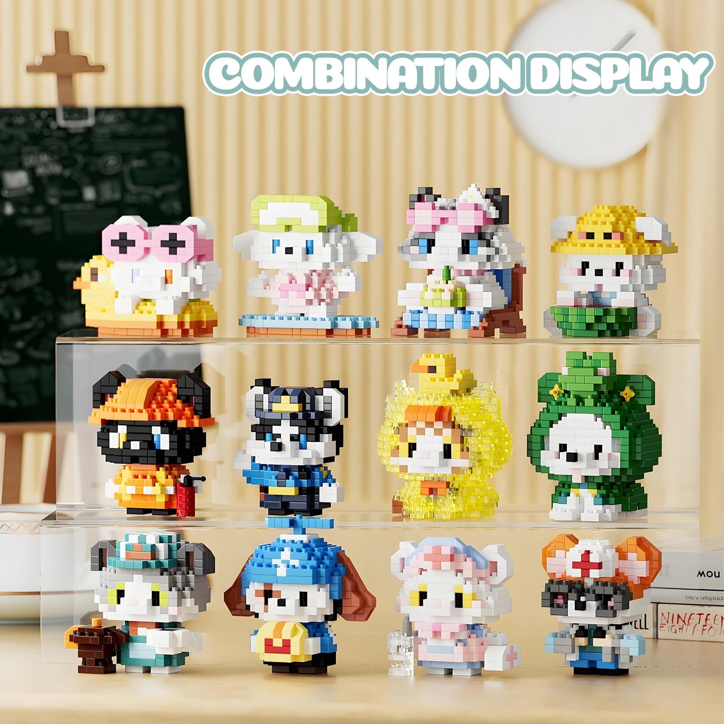 HJPLPXH Cat and Dog Micro Mini Building Block Sets – 12 Model Kits for Kids