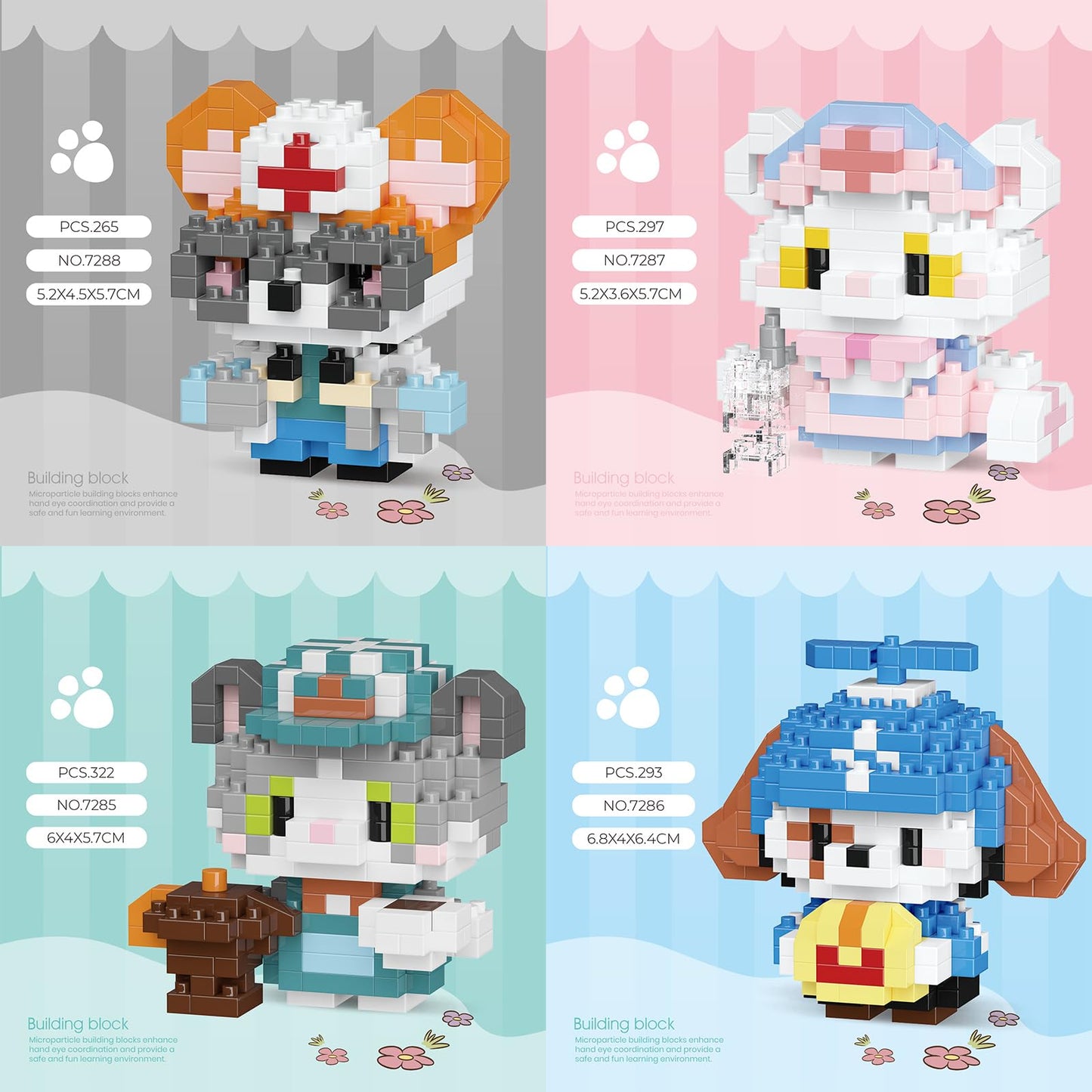 HJPLPXH Cat and Dog Micro Mini Building Block Sets – 12 Model Kits for Kids