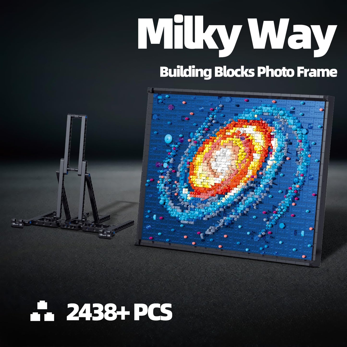 HJPLPXH Milky Way Galaxy Mini Building Block Art – 2,438-Piece Nebula Pixel Table Painting
