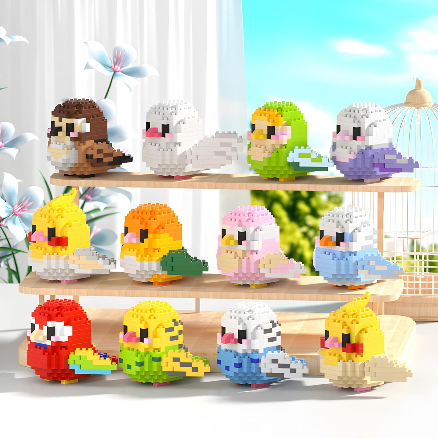 HJPLPXH Parrots Micro Mini Building Block Sets — 6-Box Bird-Themed Mini Bricks for Kids