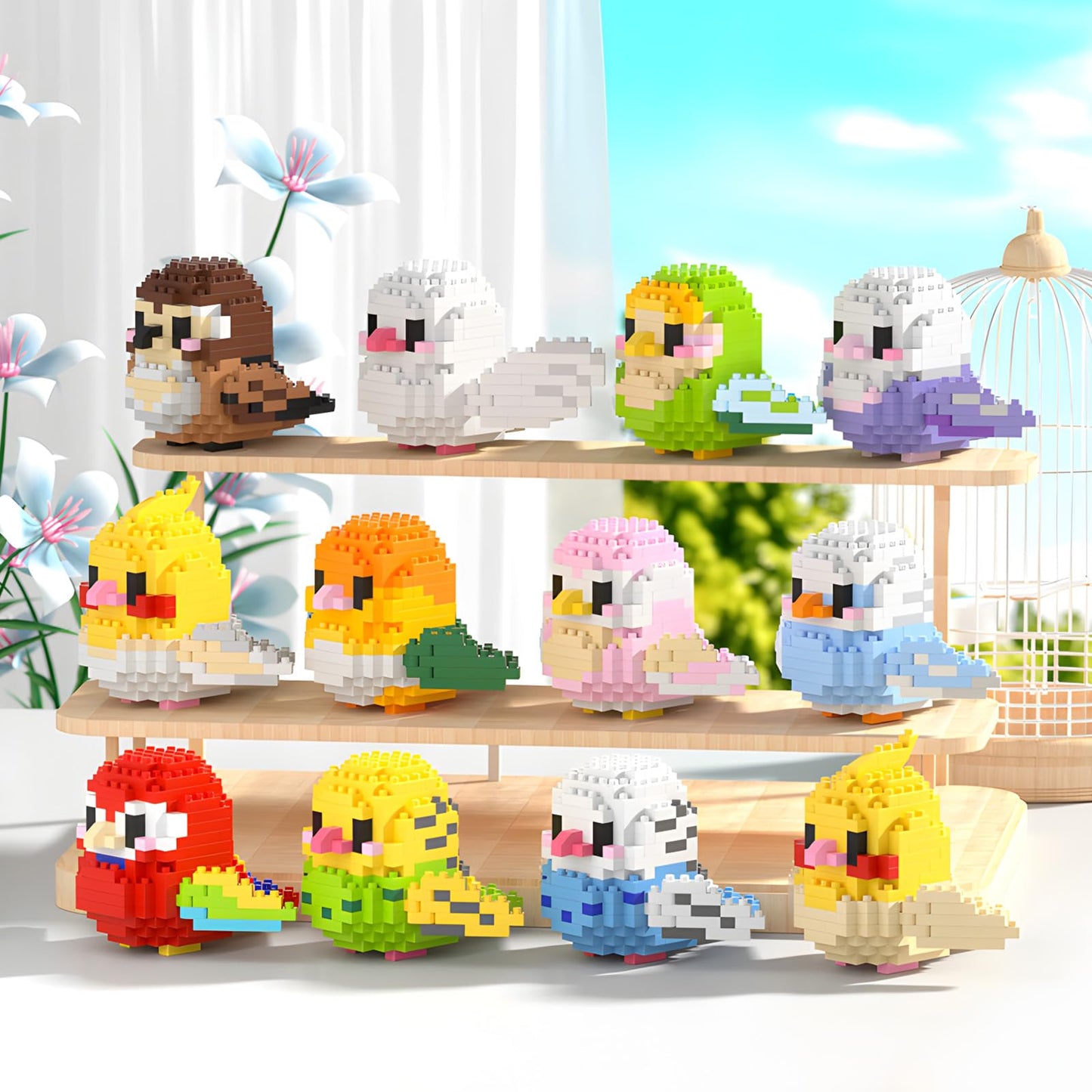 HJPLPXH Parrots Micro Mini Building Block Sets – 12-Box Bird Series for Kids