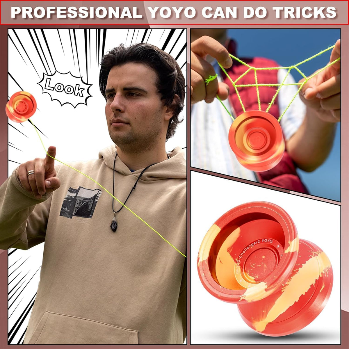Hksod C2 Yoyo: Dual-Mode Metal Yo-Yo for Beginners to Pros | Kit with Bag, Gloves & Strings