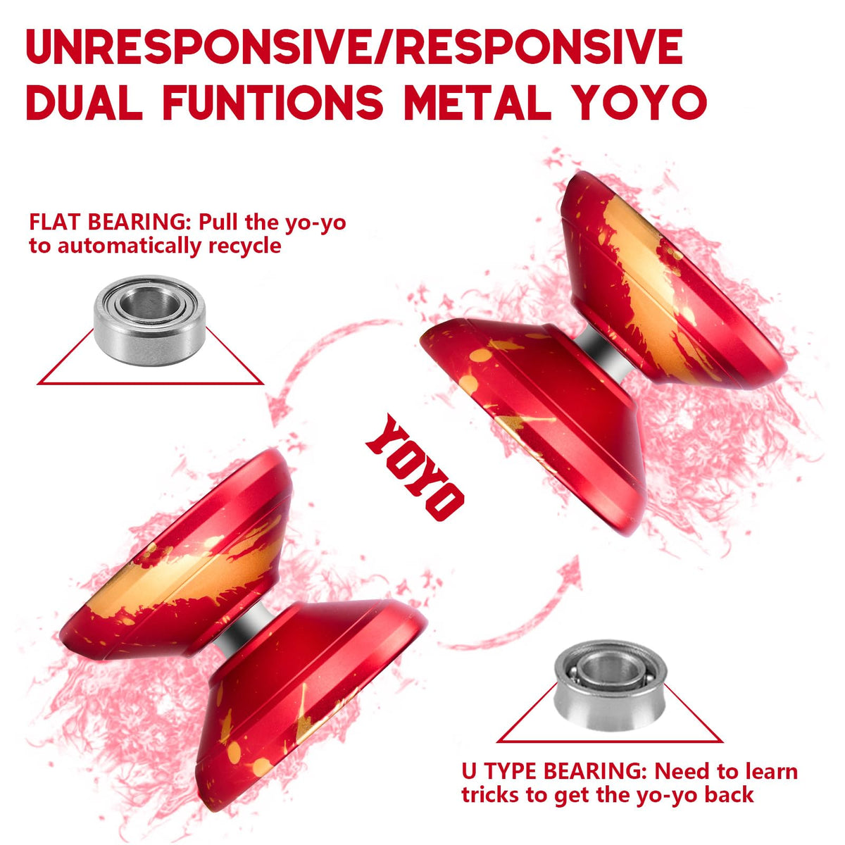 Hksod C2 Yoyo: Dual-Mode Metal Yo-Yo for Beginners to Pros | Kit with Bag, Gloves & Strings