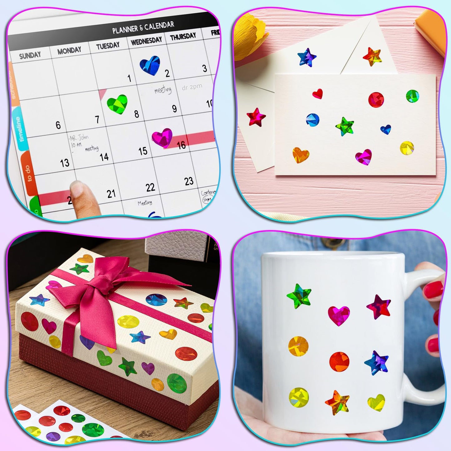 HLARTNET 2052Pcs Dot, Heart & Star Stickers — 36 Sheets for Kids Reward & Craft
