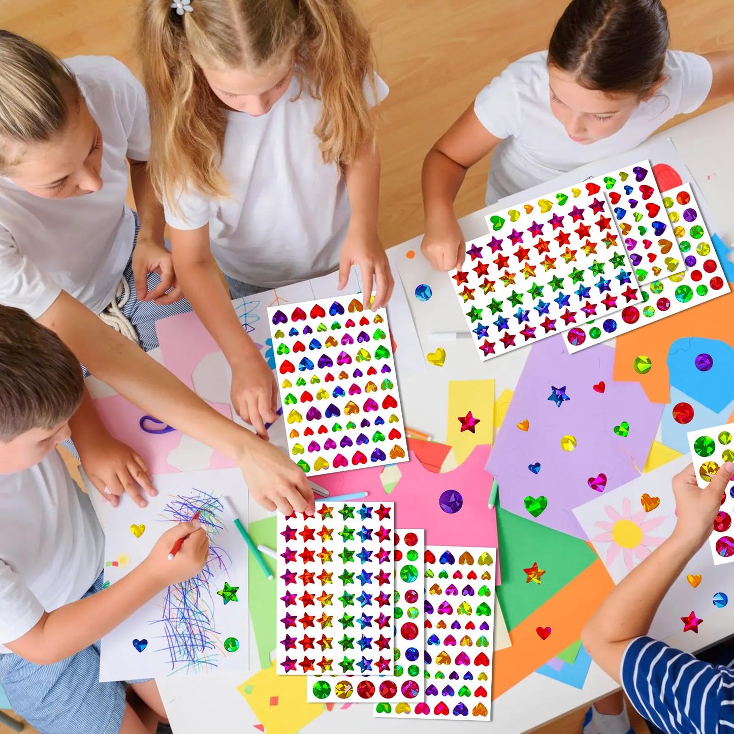 HLARTNET 2052Pcs Dot, Heart & Star Stickers — 36 Sheets for Kids Reward & Craft
