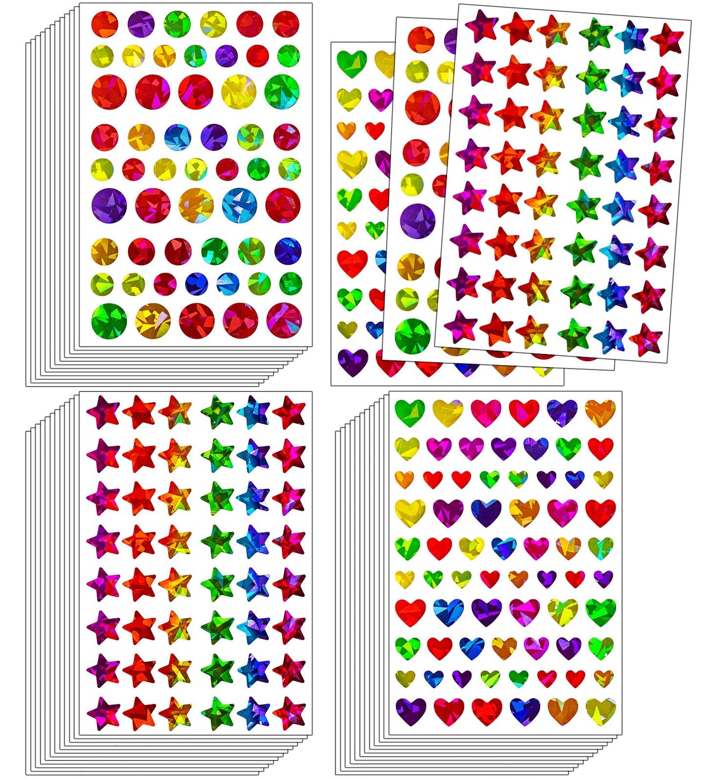 HLARTNET 2052Pcs Dot, Heart & Star Stickers — 36 Sheets for Kids Reward & Craft