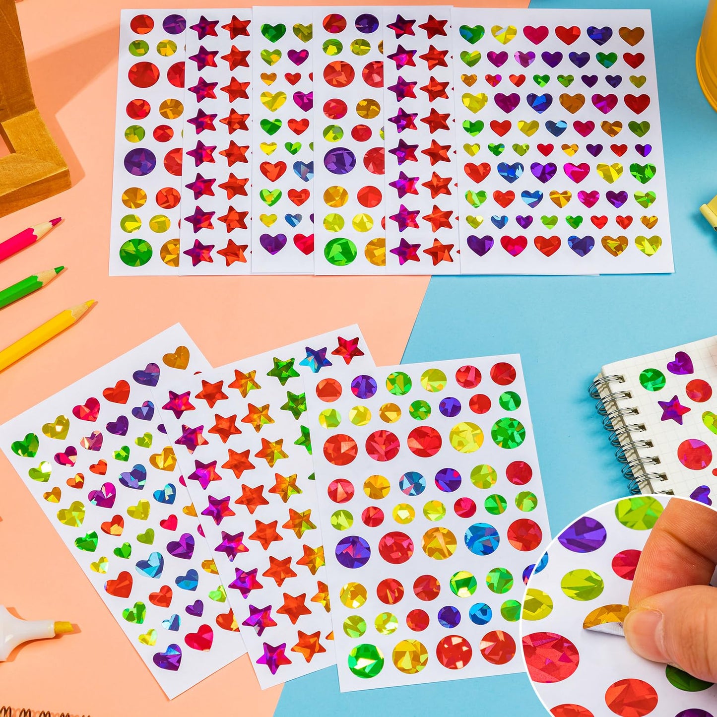 HLARTNET 2052Pcs Dot, Heart & Star Stickers — 36 Sheets for Kids Reward & Craft