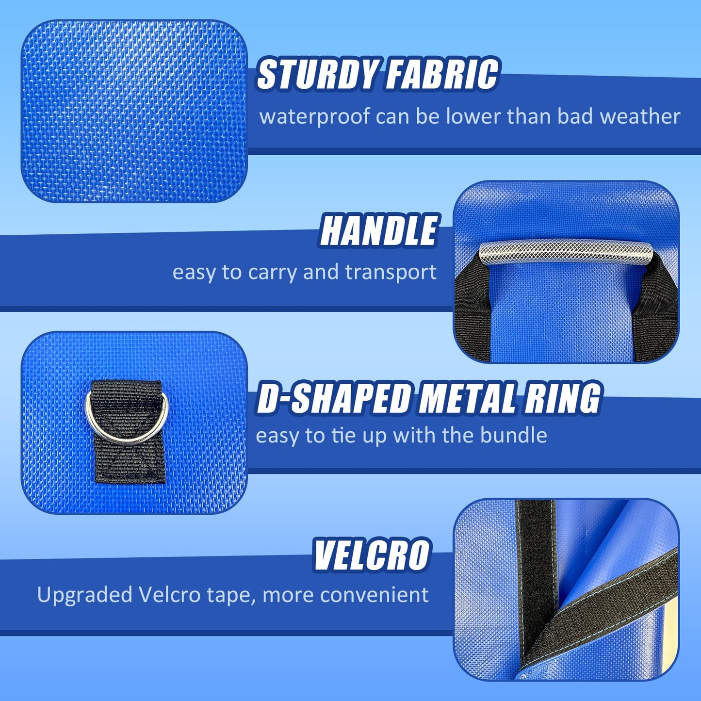 Hlimior 6-Pack Sturdy Outdoor Sandbags with Handles – 50lb Capacity – Anchor for Bounce Houses, Water Slides & Tents (Blue)