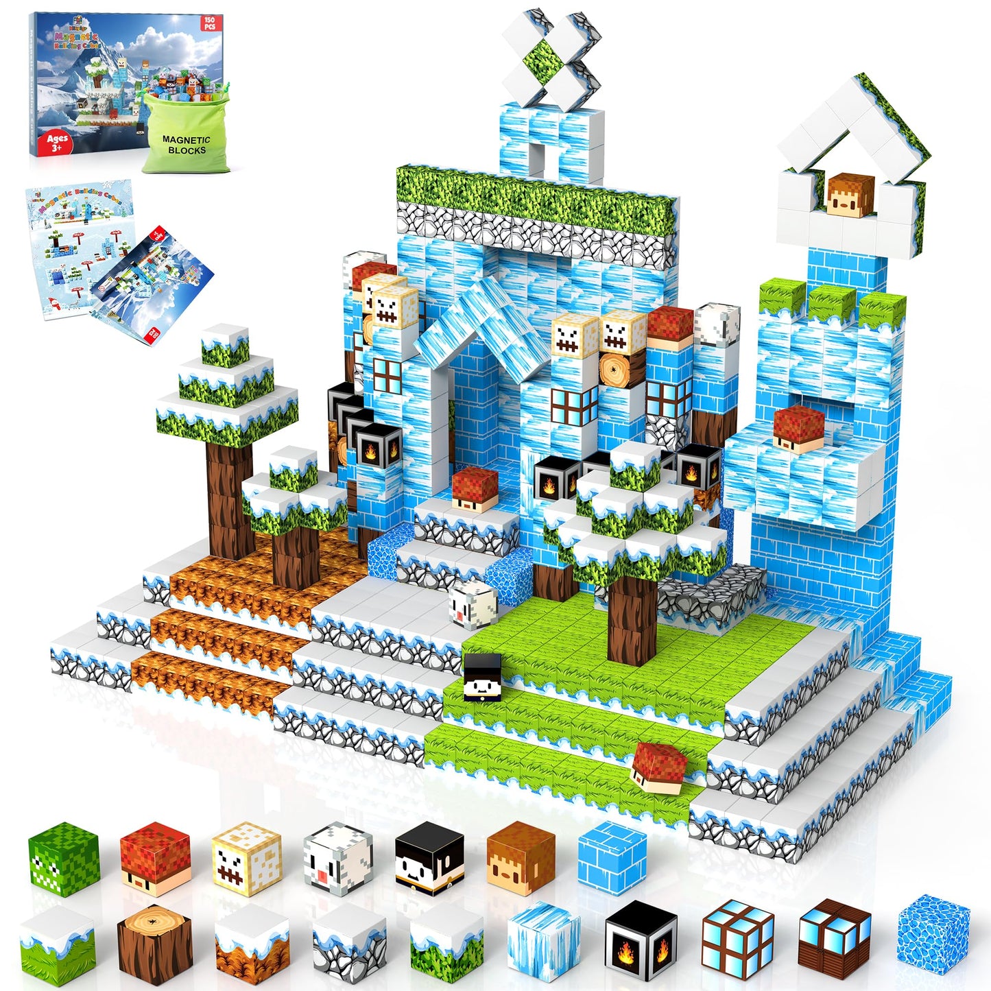 Hltyigr 150PCS Magnetic Blocks – Magnetic Building Toys Set for STEM Learning, Ages 3+