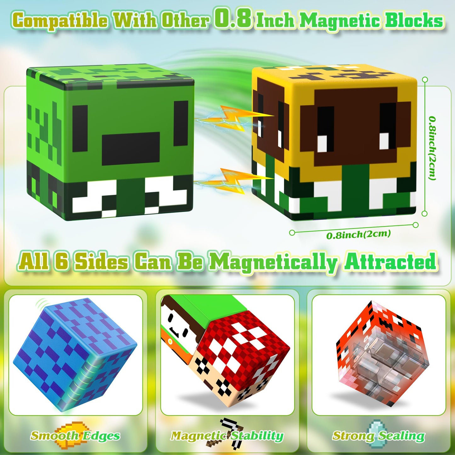 Hltyigr 150PCS Magnetic Blocks Set – Forest, Mine & Snow Mountain Themes | STEM Toy for Kids 3+