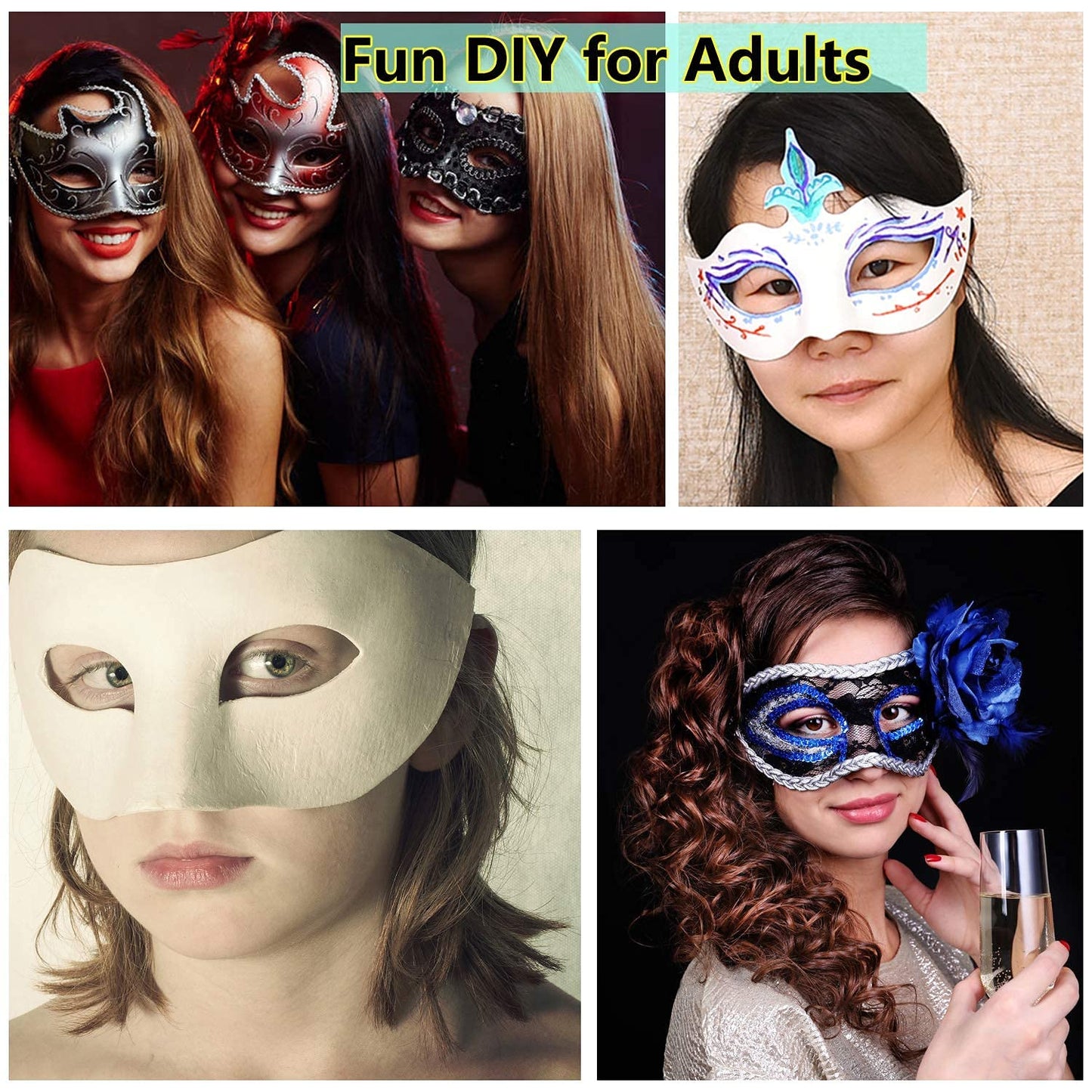 HLXFF3 Timtop 14-Piece DIY White Paper Masks — Paintable Half Face Masks