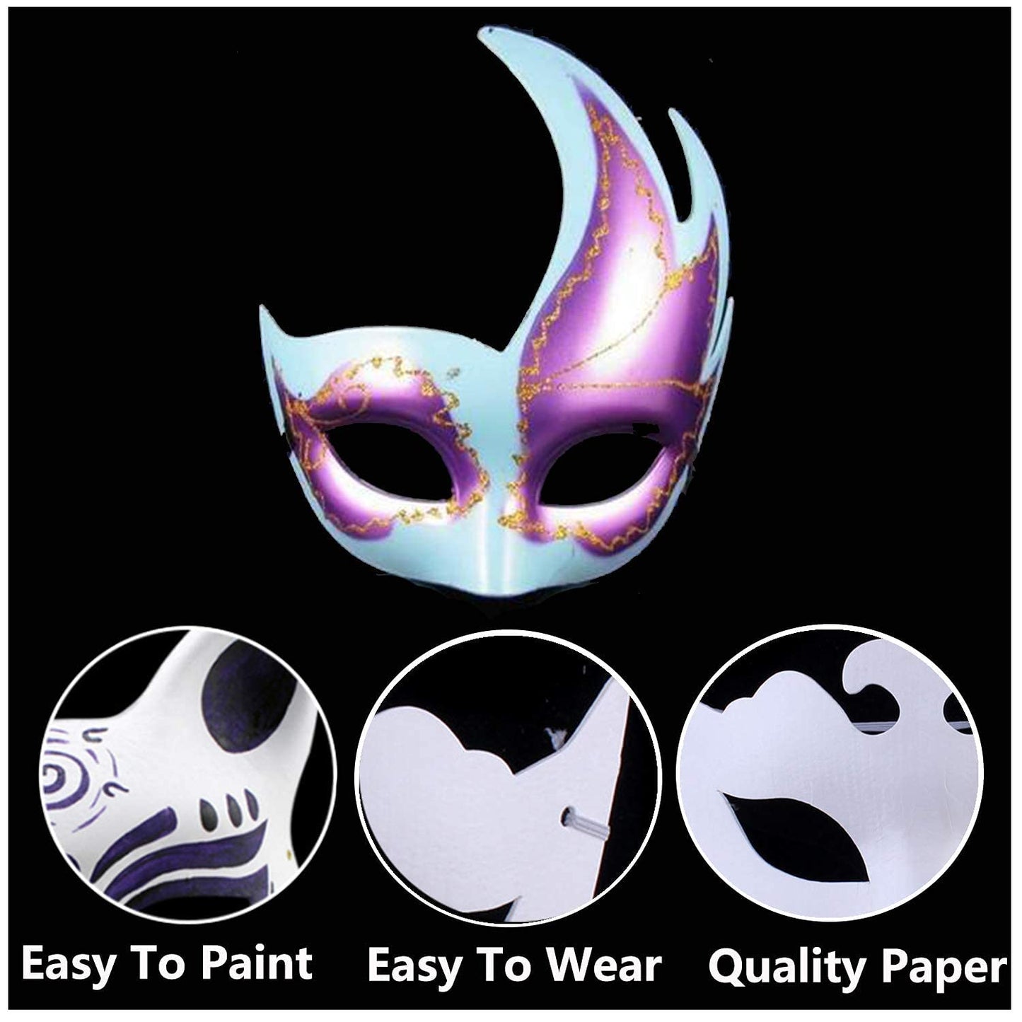 HLXFF3 Timtop 14-Piece DIY White Paper Masks — Paintable Half Face Masks