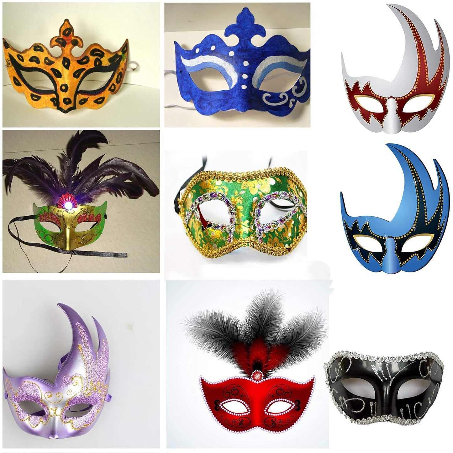 HLXFF3 Timtop 14-Piece DIY White Paper Masks — Paintable Half Face Masks