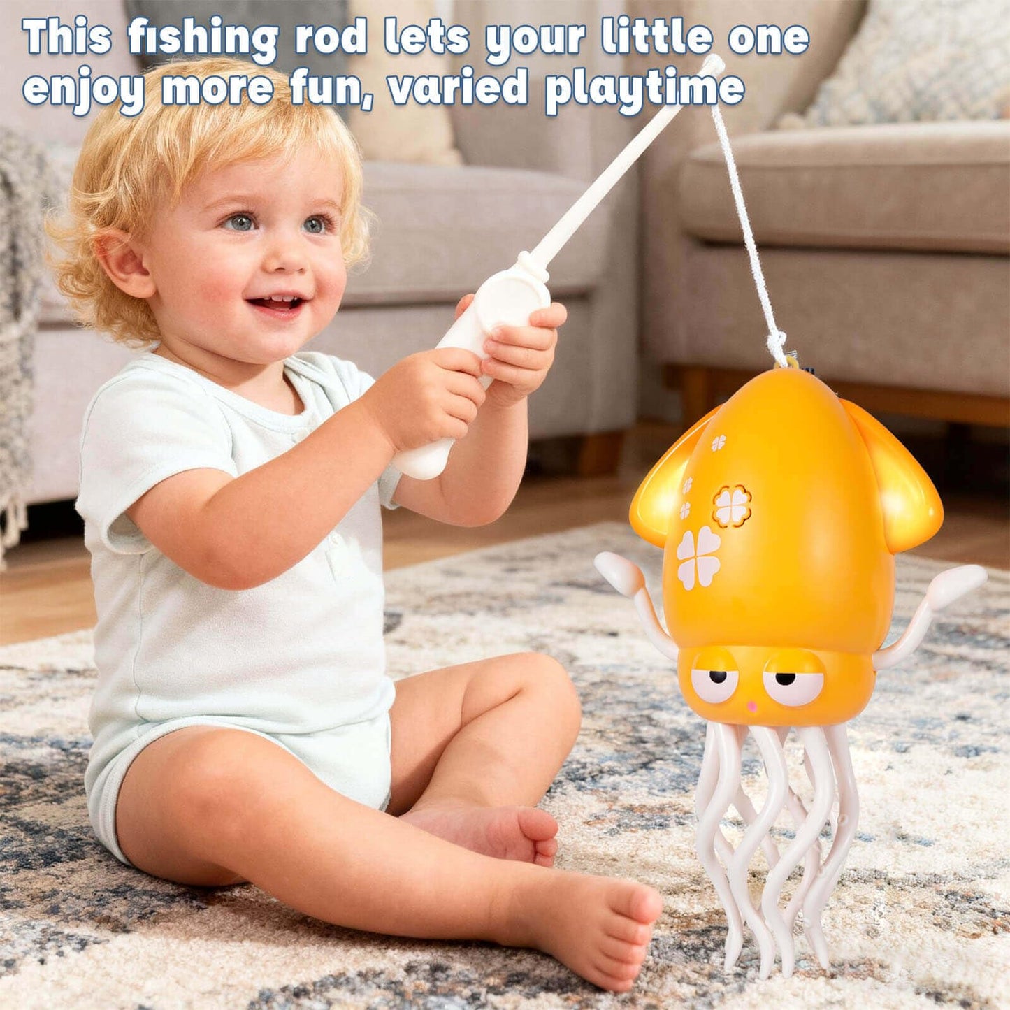 HLXY Dancing Octopus Baby Toy – USB Rechargeable Tummy Time Crawling Octopus with Lights & Music