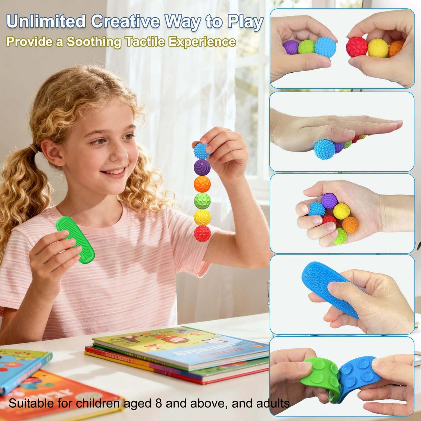 HLXY Fidget Toys: Silicone Magnetic Balls & Sensory Stones — 8-Piece Sensory Set for Focus and Calm