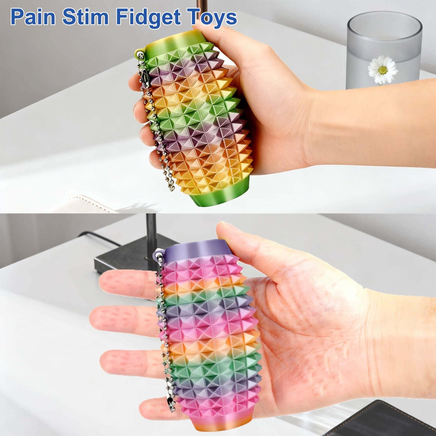 HLXY Little Ouchies Pain Stim Fidget Toy – Spiky Grippie Keychain (2-Pack) for Focus and Portable Sensory Play