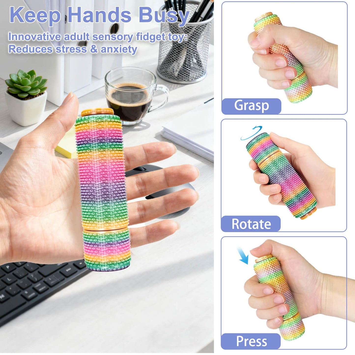 HLXY Little Ouchies Pain Fidget 2-Pack – Spiky Grippie Toy for Focus, Anxiety Relief, and Desk Fun
