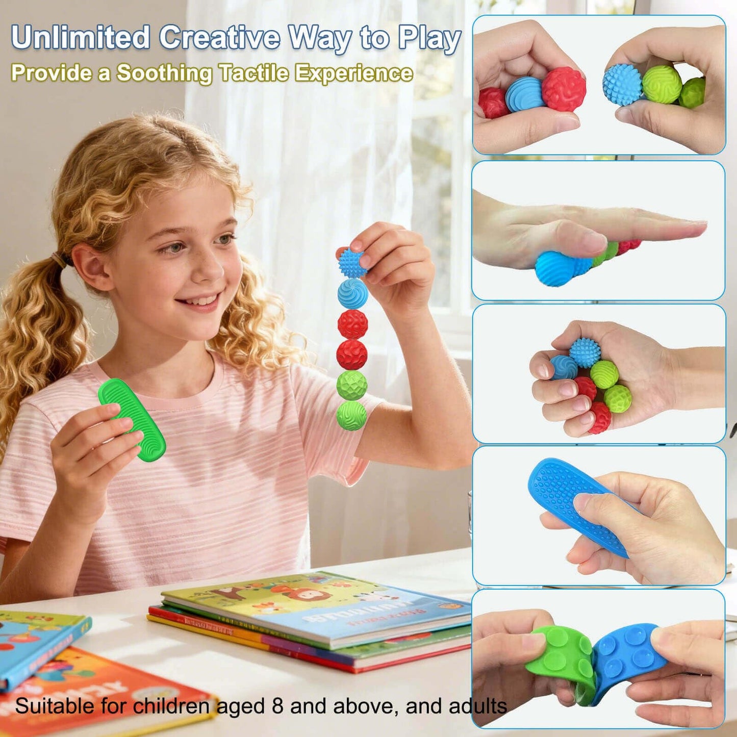 HLXY Fidget Toys – Silicone Magnetic Balls & Sensory Stones (8-Piece) for Focus, Stress Relief, Autism & ADHD