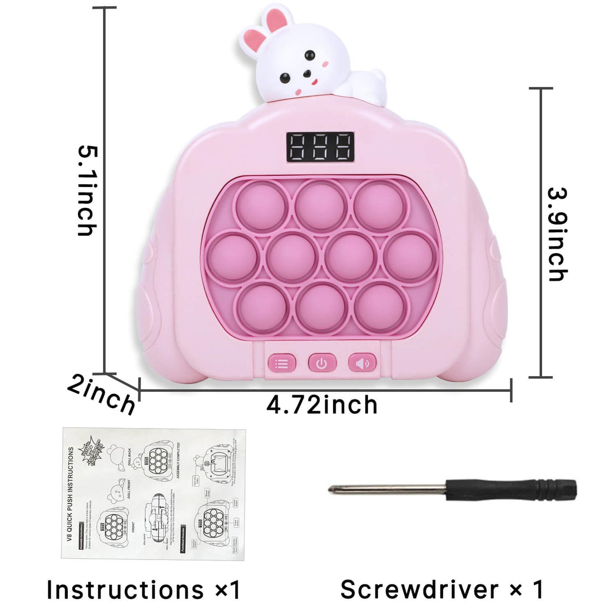 HLXY Quick Push Pop Fidget Toy – LED Light Up 12 Modes, Rabbit Style Sensory Toy for Kids & Adults
